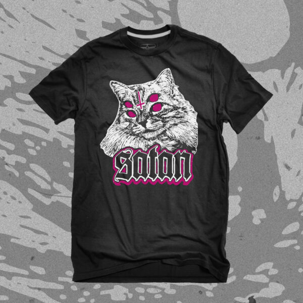 OUT OF MEDIUM Satancat t-shirt black