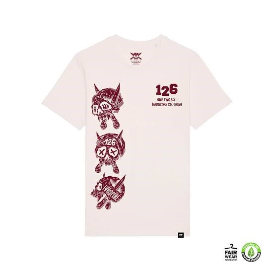 126 ONE TWO SIX OTS Hardcore Skulls T-Shirt Ltd (Vintage White / Organic Cotton)