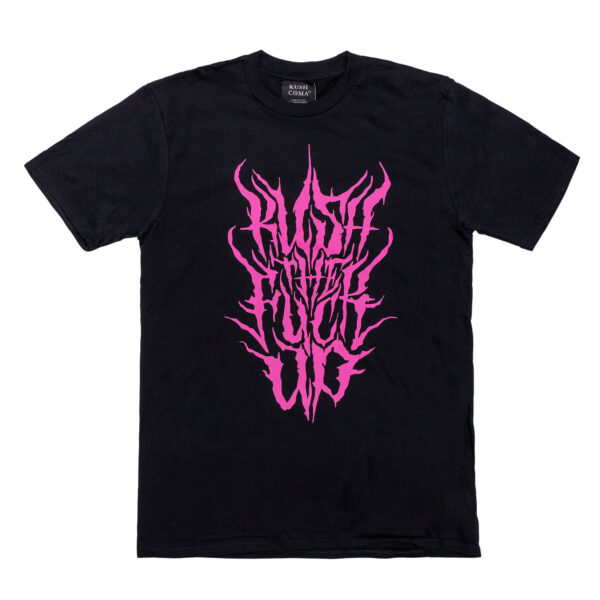 Def Metal Pink Print Black T-Shirt