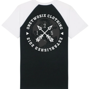 ONE TWO SIX T-shirt Worldwide (Black / White Raglan / Organic Cotton)