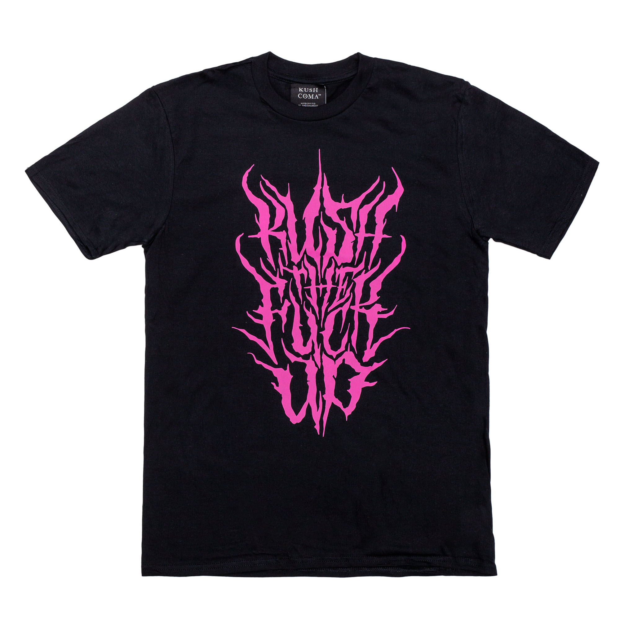 KC0443-Def-Metal-Pink-Print-Black-T-Shirt KUSH COMA Def Metal Pink Print Black T-Shirt